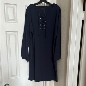 J. Crew Navy Lace-Up Dress
